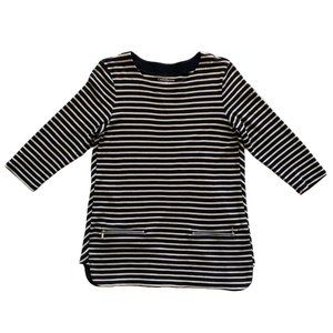 Croft and Barrow Elbow Sleeve Shirt - Black and Cream Striped - Women's Medium